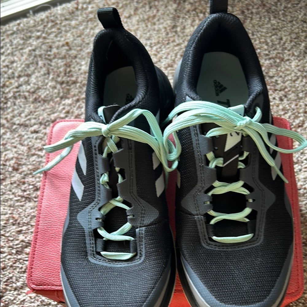 Adidas Black Athletic Shoes with Mint Accents